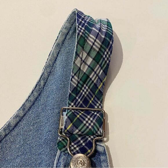 Lauren Brooke Vintage 1980's Denim & Plaid Overalls Romper Women's Size MED - Picture 16 of 16